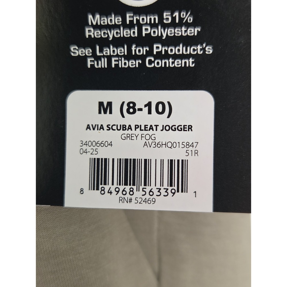 Avia Womens Scuba Knit Pleat Joggers Grey Fog Pockets Relaxed Fit  Size Medium - Picture 4 of 4